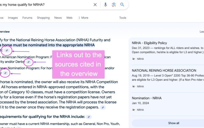 Generative AI search results for How does my horse qualify for NRHA